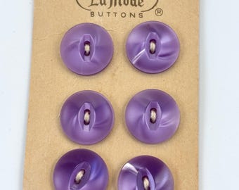 Vintage Purple Pearly Plastic Buttons on Original Card La Mode Brand
