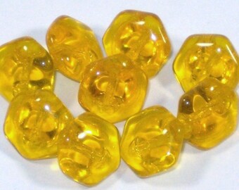 9 Vintage Clear Citrine Yellow Transparent  Glass Buttons