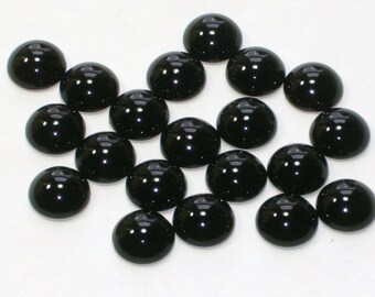 15 Vintage BLACK GLASS GEMS for Jewelry, Crafts Cabachons