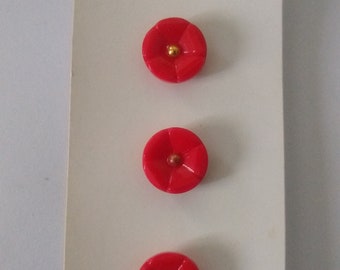 Vintage Antique German Red Glass Buttons Original Card Schwanda Buttons 12mm Set