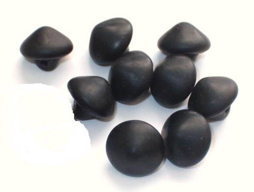 9 Black Vintage Glass Buttons 8mm Set Cone Shaped Sewing Embellishment ...