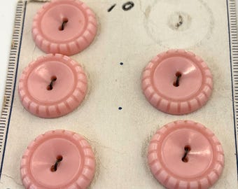 Vintage Light/DustyPink Plastic Buttons Le Chic Original Card