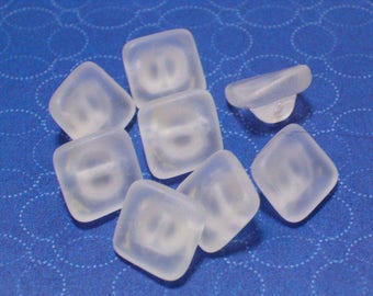8 Icy Frosted Clear White Buttons Sea Glass Style Vintage Glass Buttons 10mm