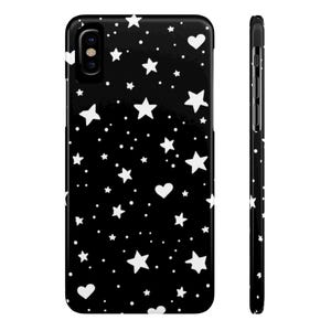 Starlit Hearts Slim Phone Cases, Cute Mobile Cover, Birthday Gift, Valentine&#39;s Day, Starry Night Vibe, Personalized Accessory