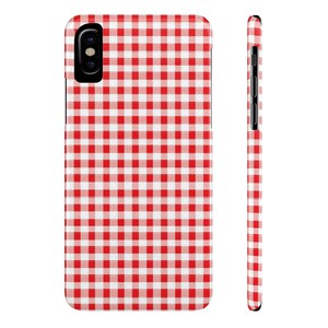Capas de telefone finas com estampa xadrez vermelha vintage, perfeitas para amantes de piquenique, presente fofo para ela, clima de verão, acessórios da moda