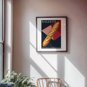Arte da parete con cornice Bauhaus Baguette, Arte e design, Arte minimalista, Amante del pane, Arte da forno, Maglietta Art House, Arte moderna francese