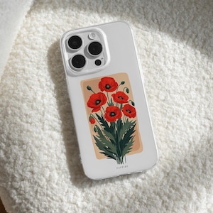 Custodia Papaveri per iPhone, Papaveri della California, Arte floreale vintage, Arte botanica, Cottage Core, Papavero rosso, Floreale minimale, Primavera