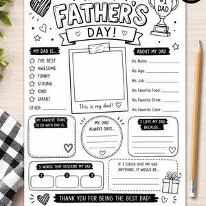 Allt om min pappa-arbetsblad | Fars dag-aktivitet för barn (PDF för direktnedladdning)