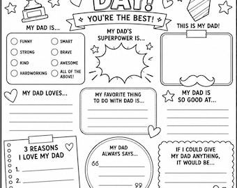 All About My Dad Coloring Sheet | Father's Day Kids Activity (PDF Download)