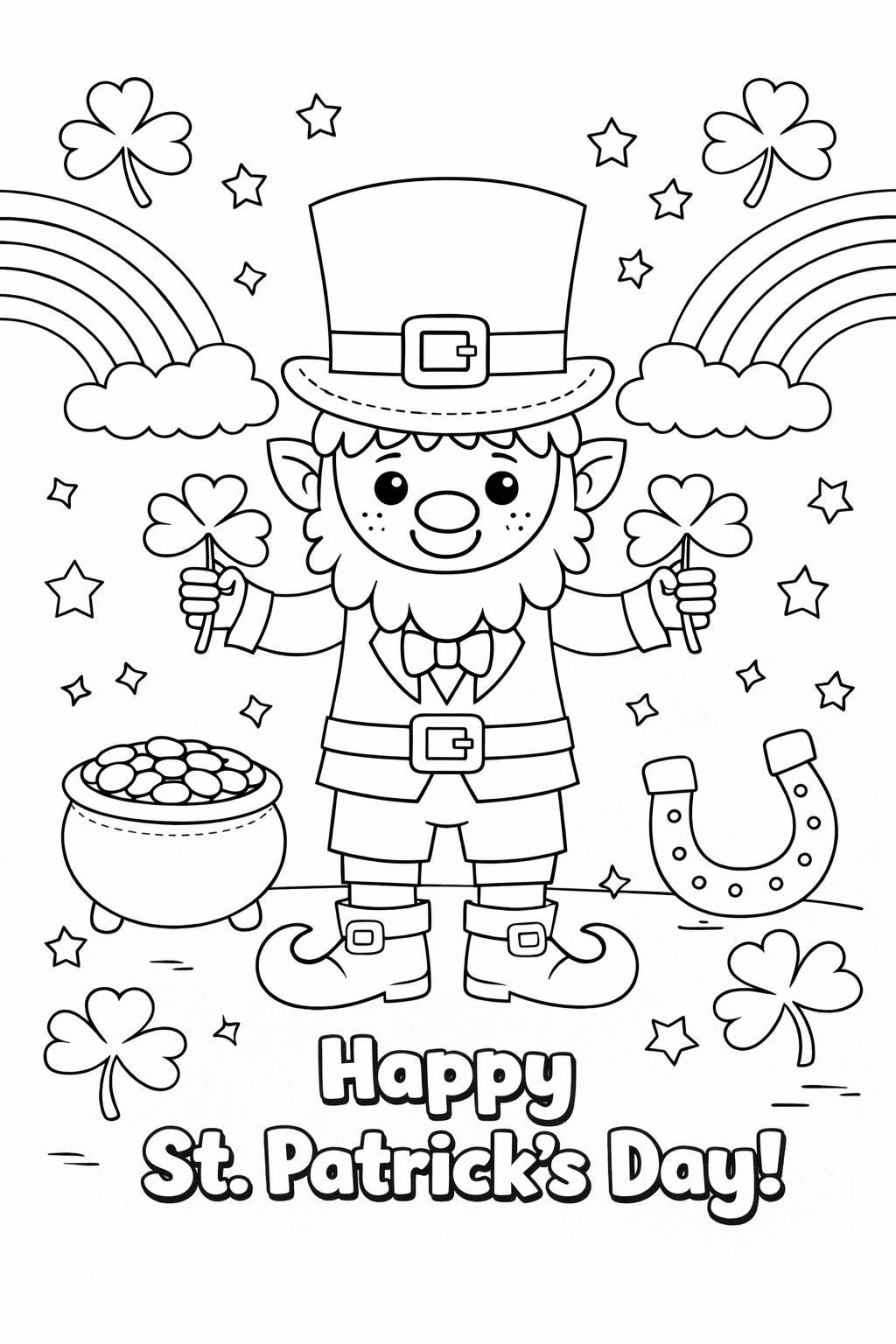 St. Patrick's Day Coloring Page Leprechaun Sheet March Activity…