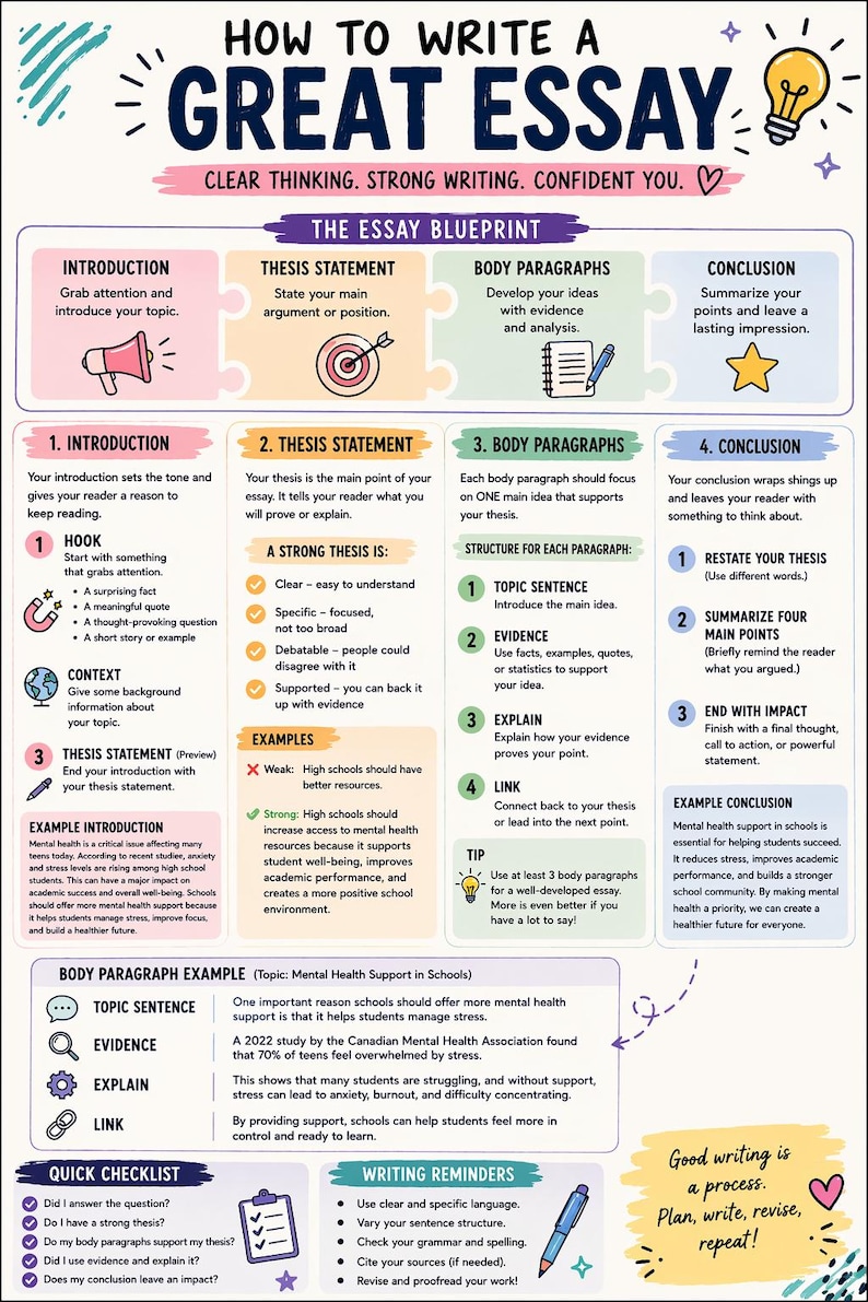Essay Writing Bundle Printable | Outline Worksheet + Rubric | How to ...