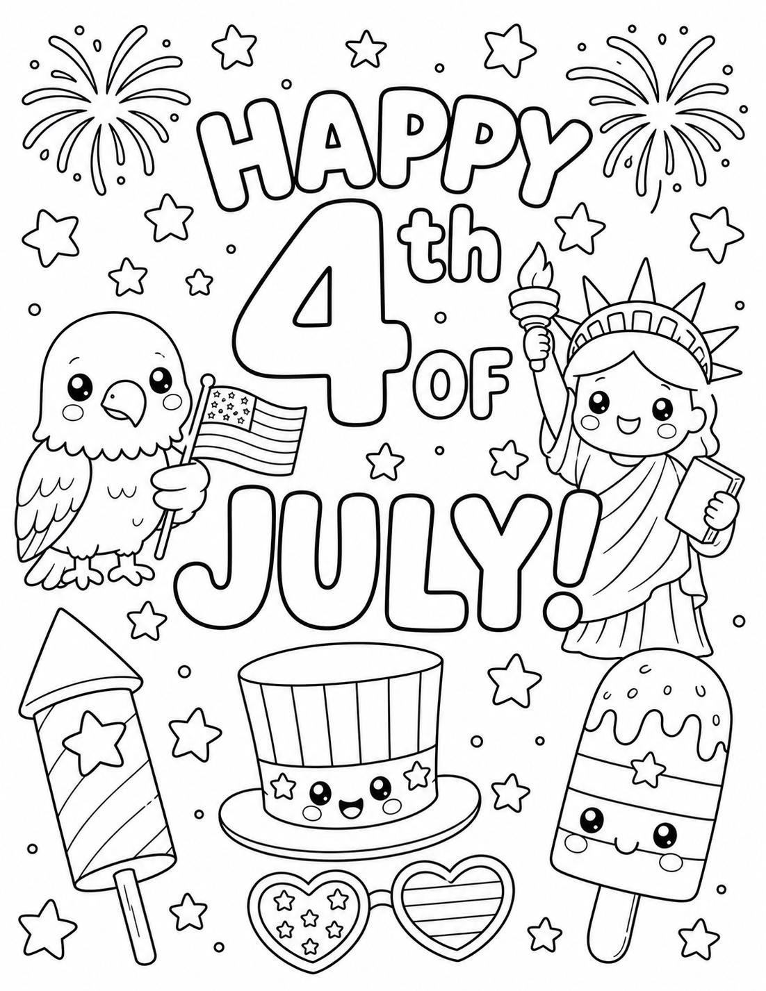 4th of July Coloring Page | Independence Day Activity | Patriotic ...