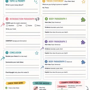Essay Writing Bundle Printable | Outline Worksheet + Rubric | How to ...