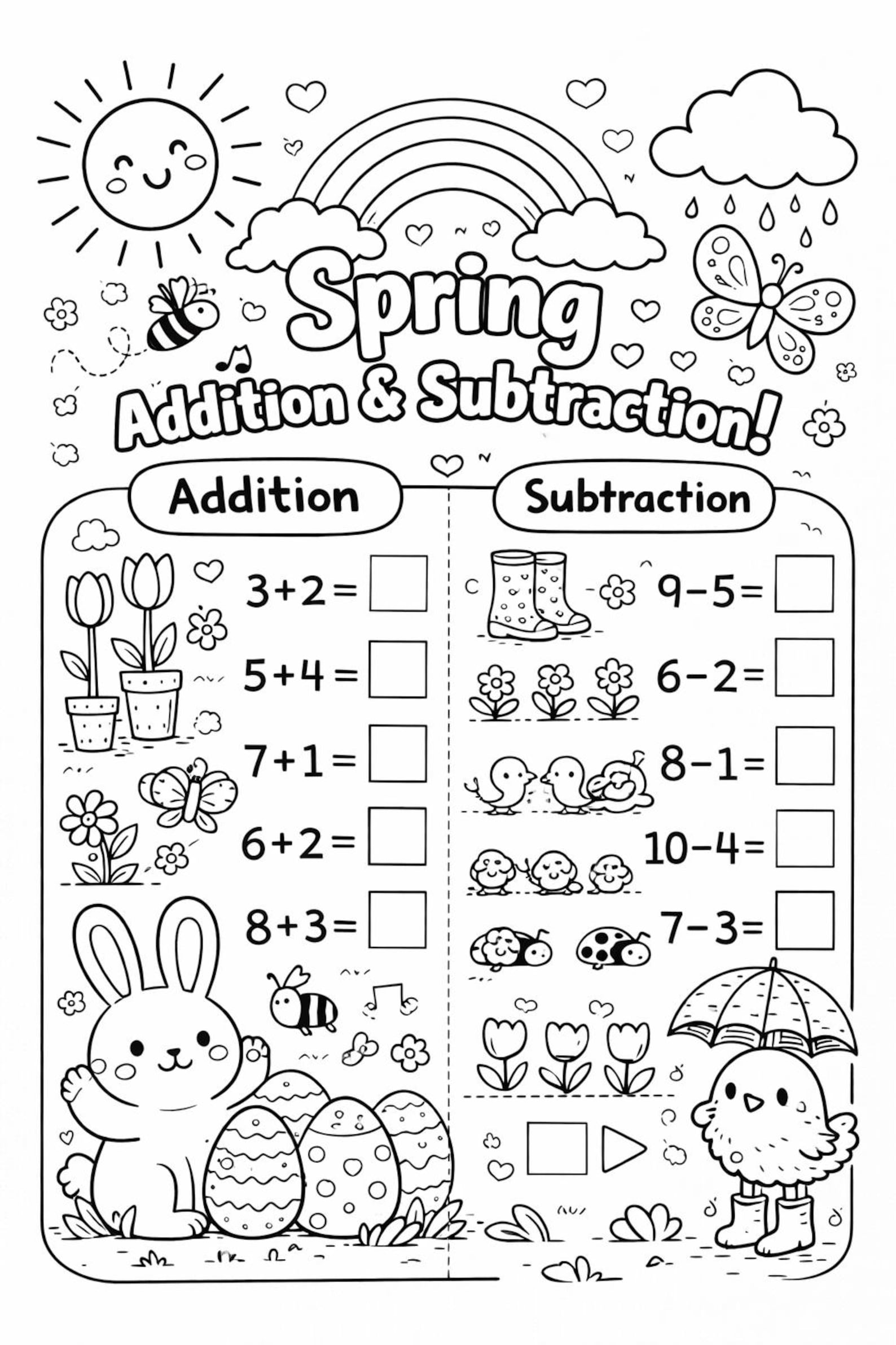 Mascot Day Math Sheet.pdf Spring Math Worksheet Printable | Addition and Subtraction Practice ...