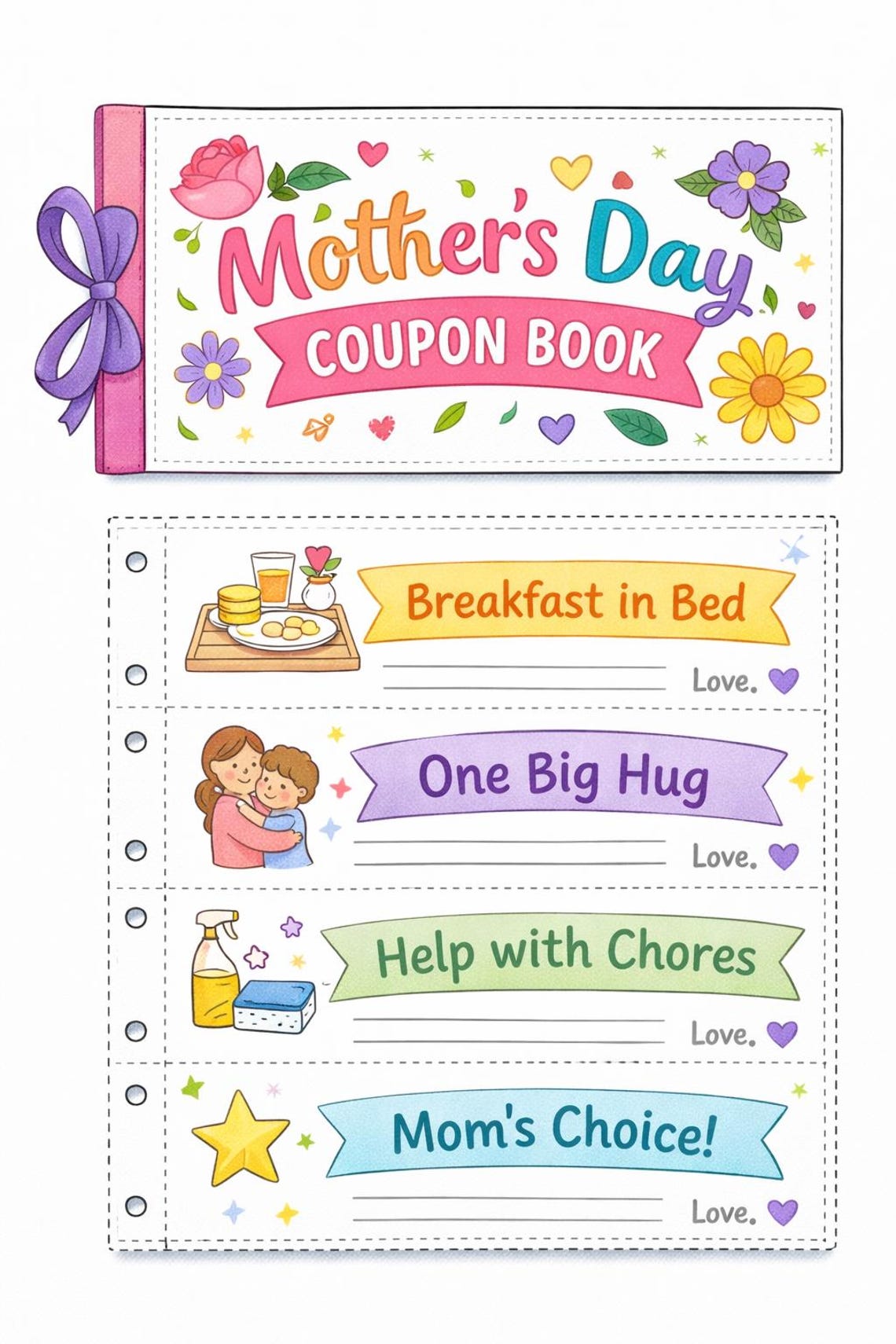 Mothers Day Coupon Book Printable | DIY Gift for Mom | Kids Craft ...