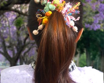 Boho hair tie, Hair band, Ponytail holders, Stylish hair tie, Hair elastic, Hair decor, Hair jewelry