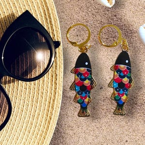 Handmade Sardine Dangle Earrings: Colorful Sea Life Jewelry