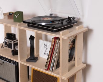 Mid Century Modern Vinyl Record Display Shelves Bookcase Minimal Scandinavian No Tools Assembly