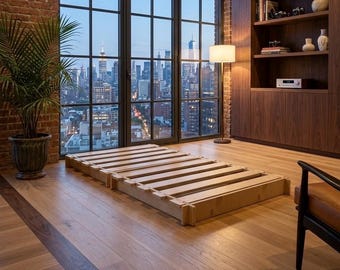 Tool-Free Japandi Birch Platform Bed Frame – Twin Size Low Profile Wood Base