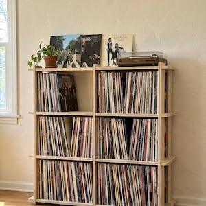 Grand Vinyl Record Storage Console | Mid Century Modern Entertainment Center | No Tools Assembly | Ultimate LP Media Record Library