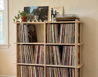 Grand Vinyl Record Storage Console | Mid Century Modern Entertainment Center | No Tools Assembly | Ultimate LP Media Record Library