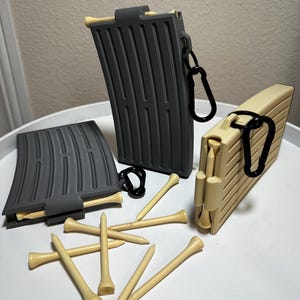 Golf Tee Dispenser | Gun Magazine Tee Holder | Spring Loaded Golf Bag Accessory | Holds 10 Tees | 2.75" & 3.25" Sizes | Unique Gift