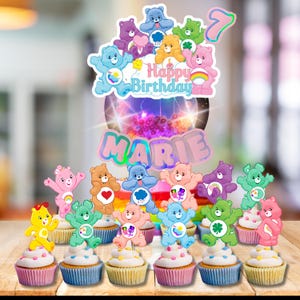 Ours joyeux anniversaire sur mesure pour décoration de gâteau et centre de table de cupcake, idées de thème, lumières Shaker LED