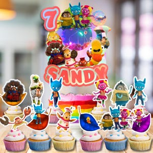 Tumble Leaf alles Gute zum Geburtstag Geburtstag personalisierte maßgeschneiderte Kuchendeckel und Cupcake Herzstück Dekoration Lieferungen Thema Idee Lights Shaker LED