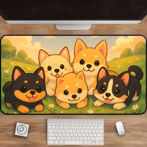 Cute Anime Dog Blanket, Pastel Pet Illustration, Kawaii Puppy Art for Kids, Cozy Animal Design, Whimsical Dog Lover Gift