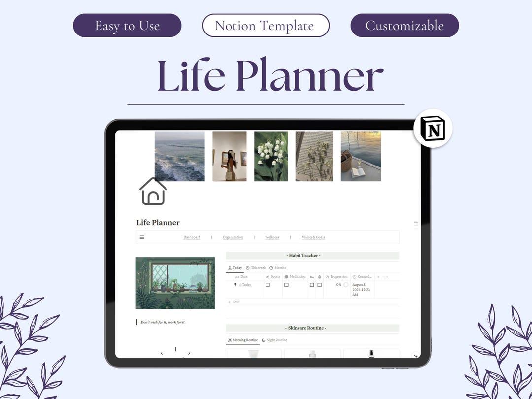 Life Planner Notion Template 2025 All-in-one Notion Life Planner All in ...