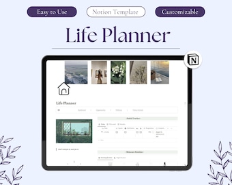 Sjabloon Life Planner Notion 2025 Alles-in-één Notion Levensplanner Alles-in-één Notion Dashboard ADHD Notion-sjabloon