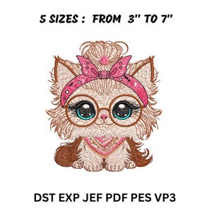 Trendy Cat Embroidery Design |  Instant Download - Cute Farm Animal Pattern for Jackets, Tote Bags, and Home Decor