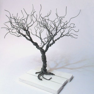 wire tree, silver plated copper wire, minimalistic decor no plexiglass base