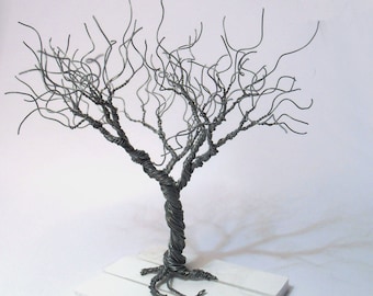 wire tree, silver plated copper wire, minimalistic decor