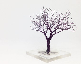 purple wire tree of life, whimsical miniature minimal ultra violet wire tree art statue, purple home decoration, gift for her under 60