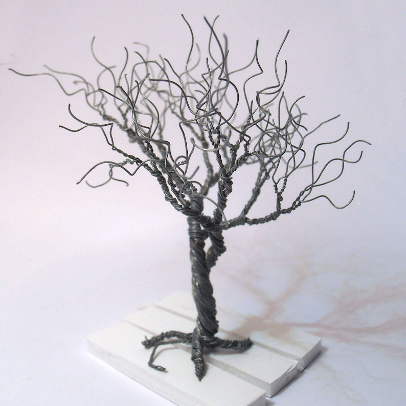 wire tree, silver plated copper wire, minimalistic decor image 3