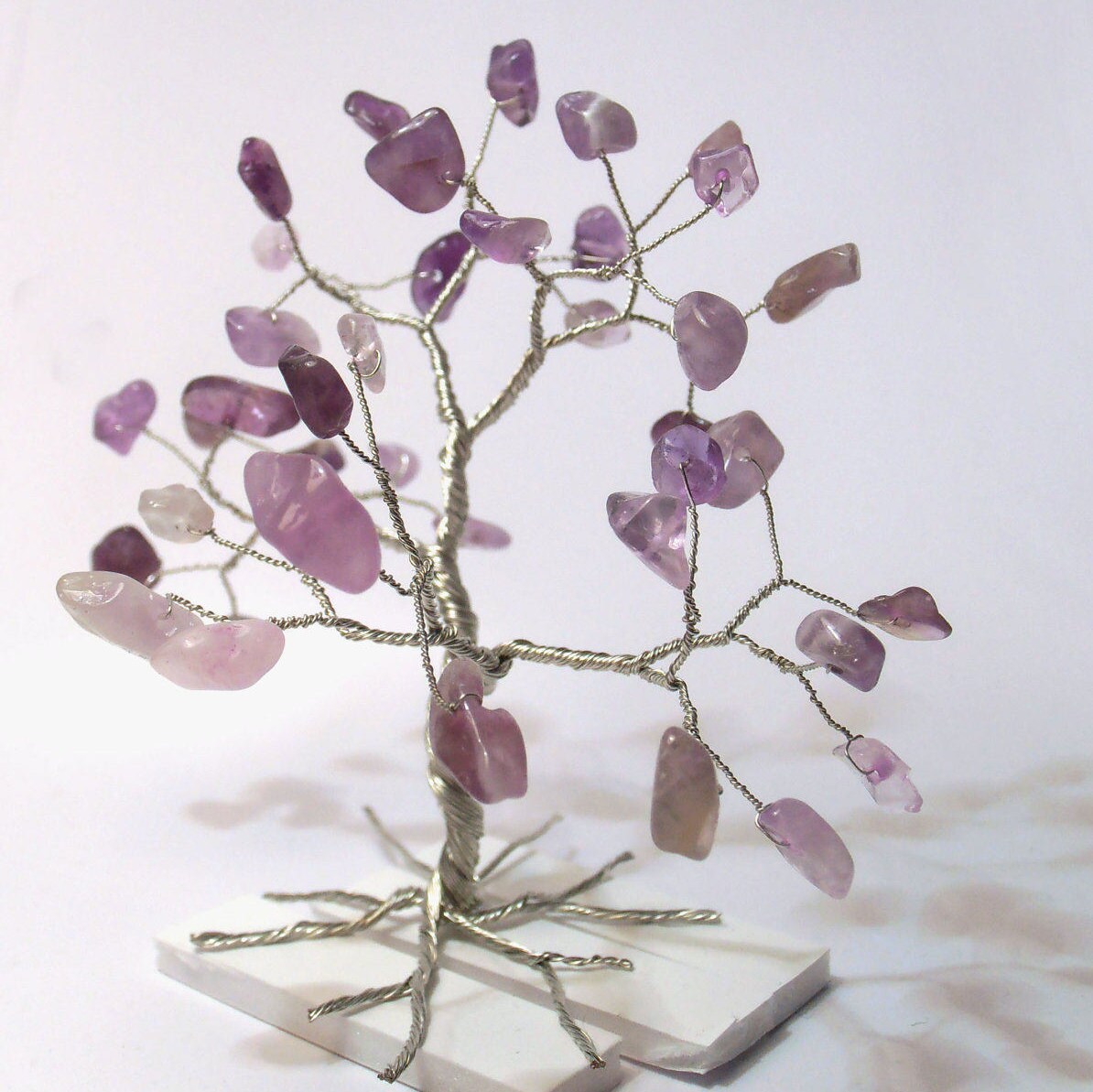 Amethyst Gemstone Wire Tree of Life, Silver Purple Minimal Decor ...