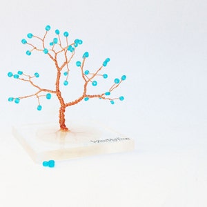 blue gold wire tree statue resin plexiglass tree whimsical wire tree of life home minimalistic decor wire wrapped tree gift for him under 60 image 3