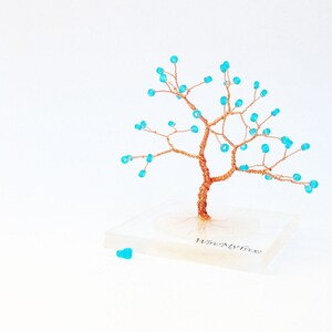 blue gold wire tree statue resin plexiglass tree whimsical wire tree of life home minimalistic decor wire wrapped tree gift for him under 60 image 2