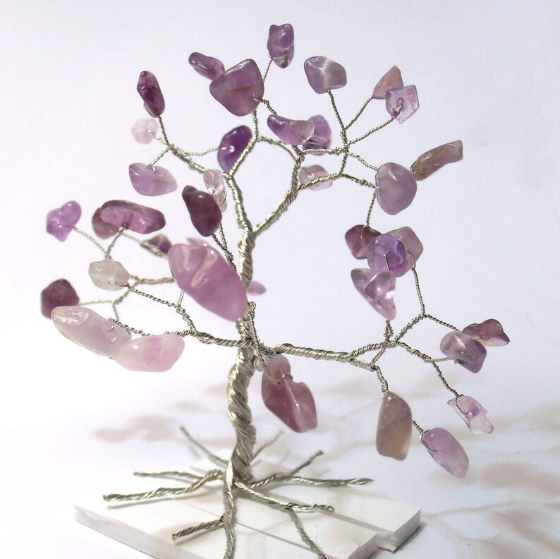 Amethyst Gemstone Wire Tree of Life Silver Purple Minimal - Etsy