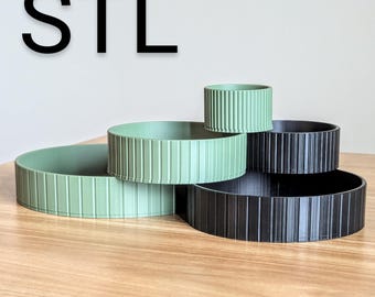 Ensemble de rangement scandinave - Fichiers STL minimalistes en 5 tailles