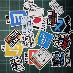 Programming Sticker Pack of 21 | Coding & Developer Stickers | Die Cut Laptop Stickers | HTML CSS JavaScript VS Code | Glossy or Matte