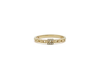 14K Gold Chain Diamond Ring