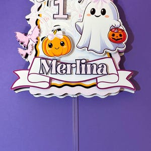 Spooky One Cake Topper | Halloween Birthday Decorations | Ghost & Pumpkin Party Decor | First Birthday Party