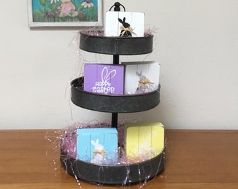 Handmade  Easter Block        Easter Tiered Tray Decor.    Easter Rabbit