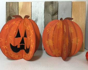 Dimensional Kürbis Handbemalt 2 Stück Kürbis Herbst Deko Halloween Jack o Laterne