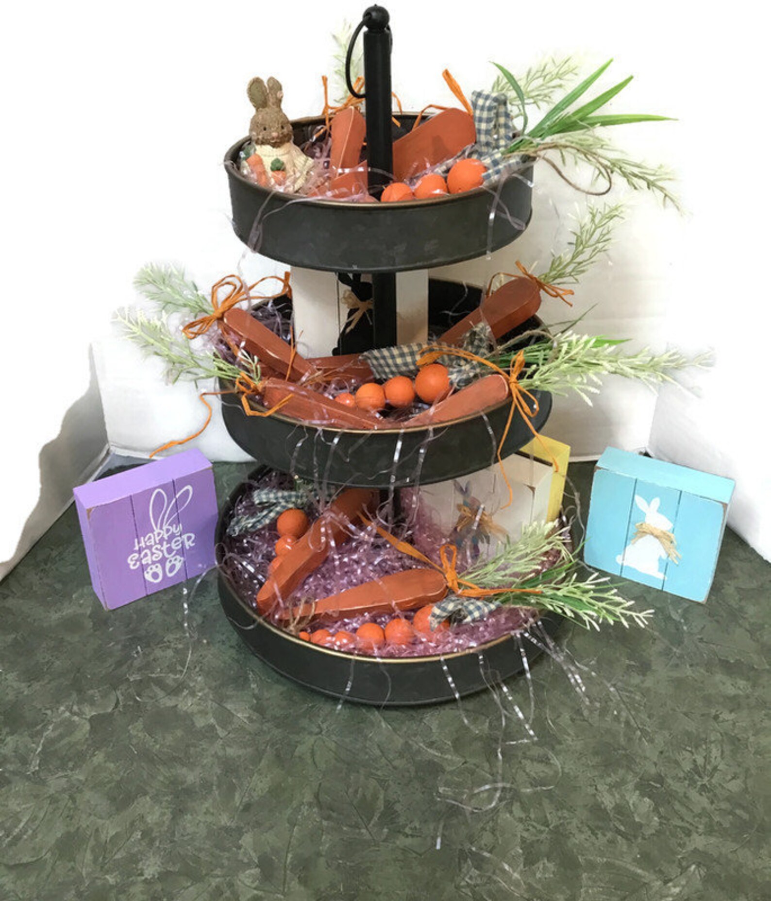 Tiered Tray Filler Handcrafted Wood Carrots Set of Three Etsy