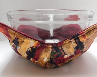 Microwave Cozy  Hot/Cold  Large   Reversible   Quilted    Wine or Country  Rooster Design