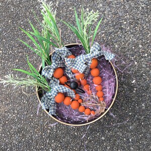 Easter Carrots, spring tiered tray  filler, handcrafted  wood bead carrots