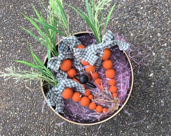 Easter Carrots, spring tiered tray  filler, handcrafted  wood bead carrots